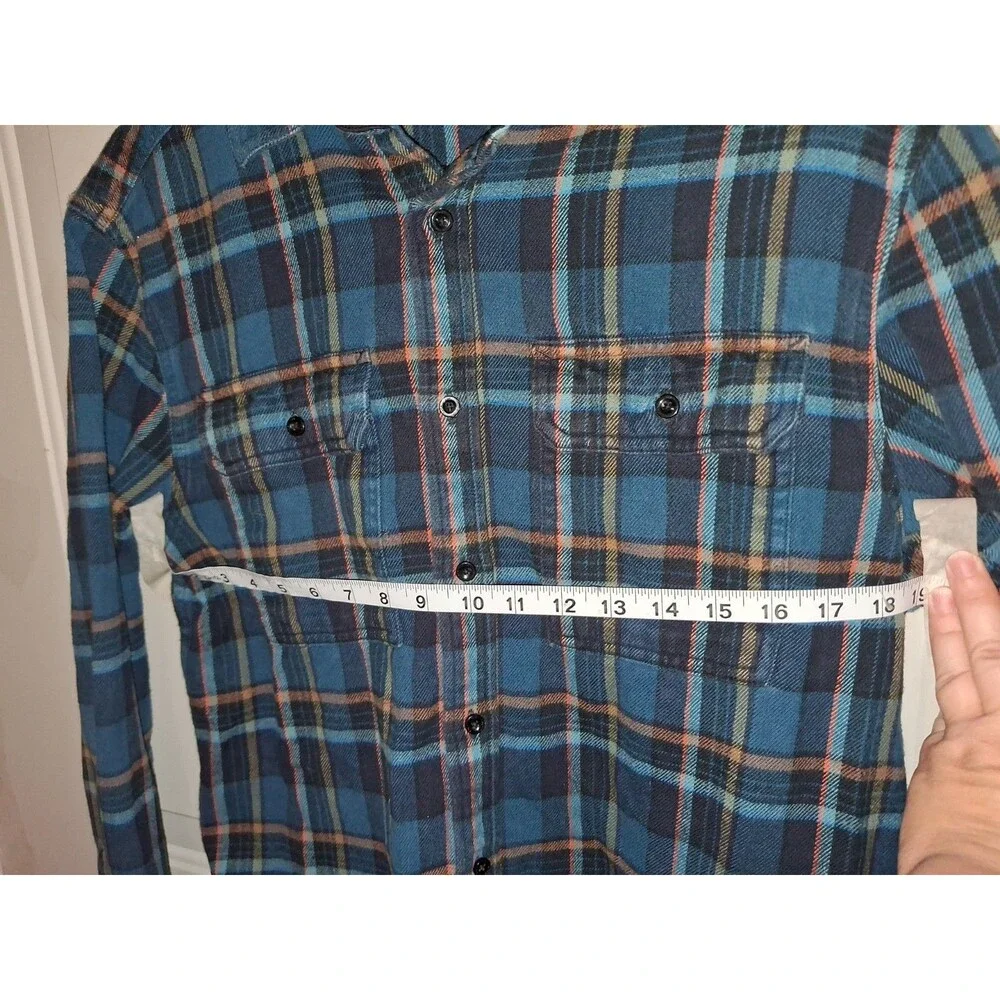 The North Face Men's Medium Blue Plaid Flannel Button Front Shirt Cotton Long...